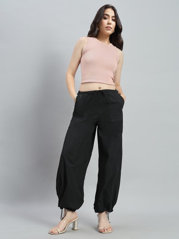 Image of GO COLORS Mostlysane Collection Cotton Parachute Pant for Women | Breathable, Mid Rise, 4 Pockets