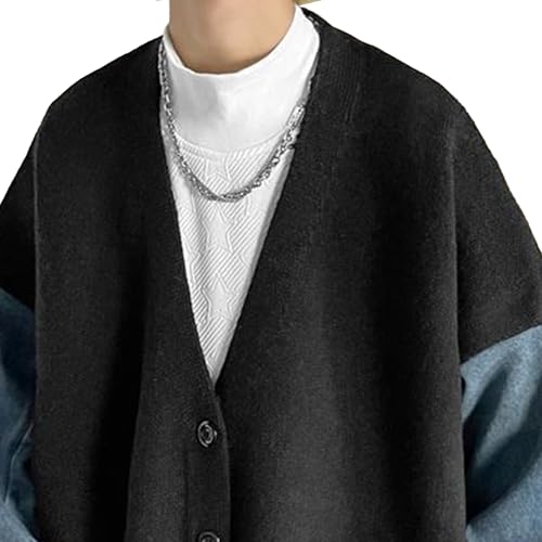 Men's Color block Shawl Collar Cardigan Long Sleeve V Neck Open Sweater Single Breasted Knitted Cardigan4