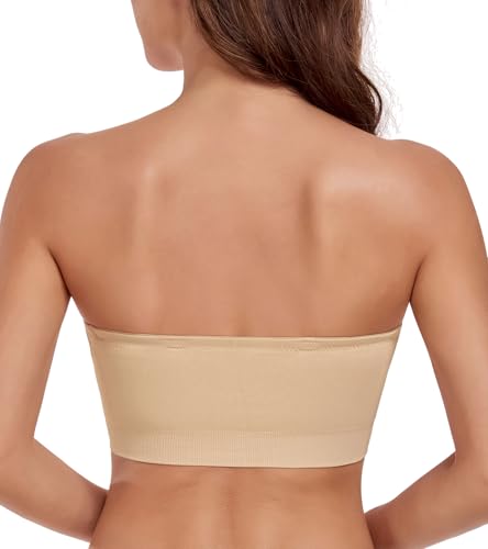 Image of Lemorosy Women's Wireless Bandeau Bra Multiway Bralette Seamless Non-Slip Silicone Comfortable Strapless Tube Top Bra