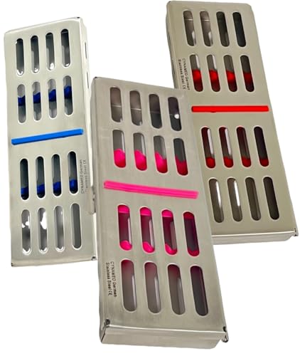 3 Count - Dental Instrument Sterilization Boxes with Silicone Inserts for 5 Instruments Size 7