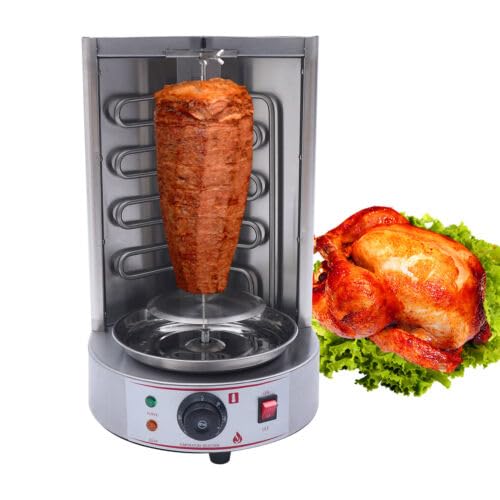 Vertical Gas Broiler Shawarma Machine, 110V Doner Kebab Gyro Grill Machine Electric Shawarma Machine 12 RPM Automatic Rotating Grill w/Temperature Control Probe for Home Restaurant Kitchen