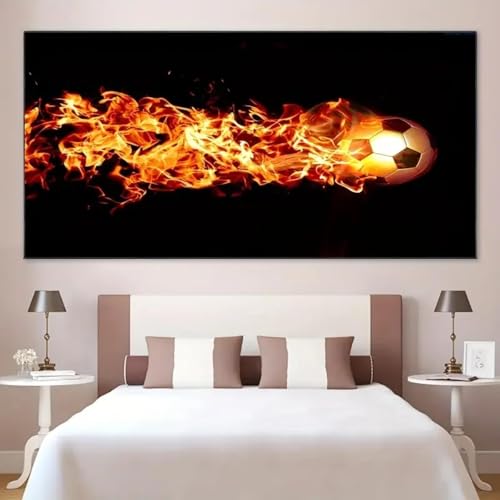 Peinture à effet football pour décoration murale de chambre d'ado et salon moderne