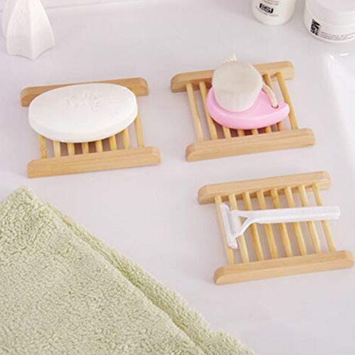 4 Pack Wood Bamboo Shower Soap Dish Set, Wooden Soap Saver Holder #TOP5