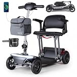 ScootNGo Foldable Mobility Scooter for Seniors & Adults, 4 Wheel 44 lbs Lightweight Electric Scooter, Airline Approved, Removable Battery, 47.24" Tight Turning Radius Portable Travel Scooter with USB Port (with 2-in-1 Holder)