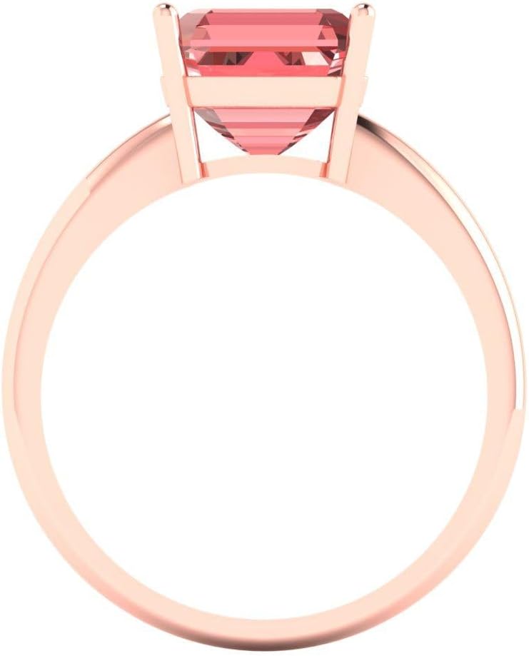 Clara Pucci 14K Solid Rose Gold 2.5 ctw Garnet Solitaire Ring for Women | Anniversary, Birthday Gift | 8.0mm Asscher Cut - Image 4