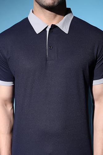 Image of DHRUVI TRENDZ Men Cotton Casual Regular Fit Plain Half Sleeve Polo T-Shirt