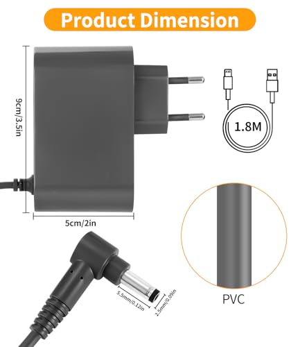 Tixexo 30.45V Ladekabel Ladegerät für Dyson V10 V11 V12 V15 SV14 SV15 SV16 SV20 SV22 Staubsauger Netzteil, Ladegerät Charger Adapter