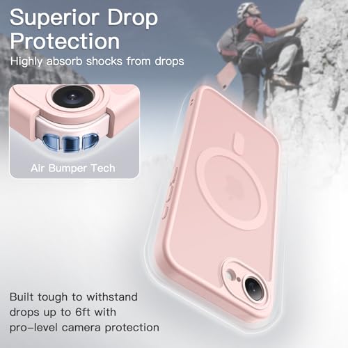 Image of JETech Magnetic Cover Case for iPhone 17e (2026) / iPhone 16e Compatible with MagSafe, Translucent Matte Back Slim Shockproof Phone Cover, 6.1-Inch Display (Soft Pink)