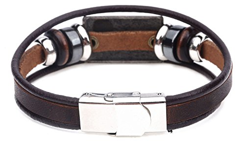 Hamoery Men Punk Beaded Alloy Multilayer Braided Rope Constellation Leather Cuff Bracelet Bangle Wristband(Scorpio) #TOP2