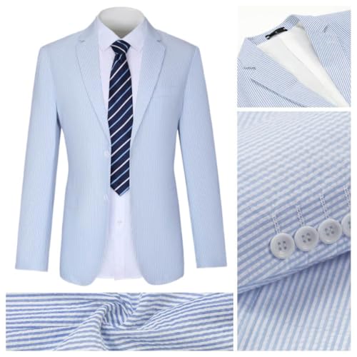 Men's Seersucker Suit 2 Piece for Wedding Summer Holiday Outfit2
