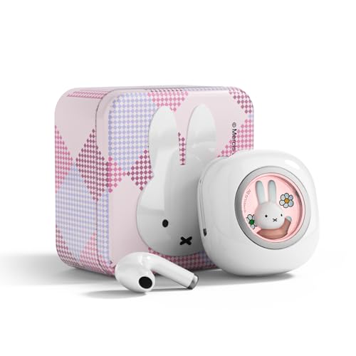 Miffy Bluetooth 5.3 Earbuds-Pro - IPX5 Waterproof, Touch Controls, Adorable Reusable Miffy 3D Iron Box Packaging.(Pink)