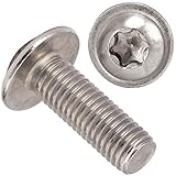 Die Schrauben verfügen über einen Innensechsrund (TX) Antrieb. Dieser Antrieb ermöglicht das Arbeiten mit höheren Drehmomenten, wodurch eine schnellere Befestigung möglich ist.Durch den Flansch wird die Belastung, die auf die Schraube nach dem anziehen wirkt, auf eine größere Fläche verteilt, somit wird der Werkstoff weniger gefordert.