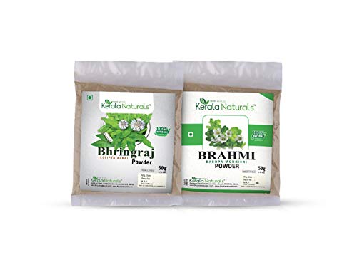 COMBO OFFER OF Bhringraj Powder 50 gm + Brahmi Powder 50 gm - For Natural Hair Care - Hair Growth - Hair Loss Prevention
