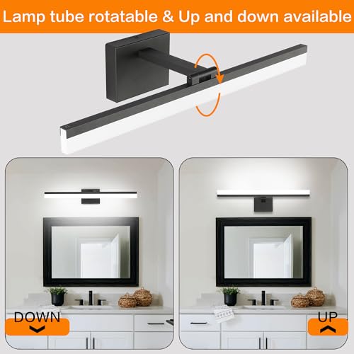 Image of SOLFART Black Bathroom Light Fixtures Vanity Light Modern Bathroom Lights Over Mirror Led Lights for Bath 23.6 Inch APP Control Adjustable Color Temperature Dimmable Vanity Led Lights