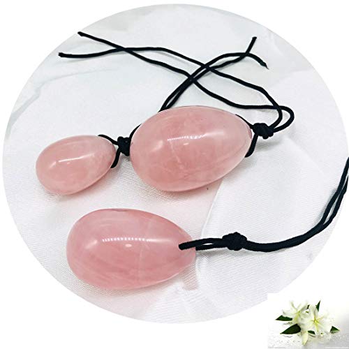 Yoni Eggs in Rose Quartz/for Women PC Muscle Training/Drilled/ 3 Sizes in a Set