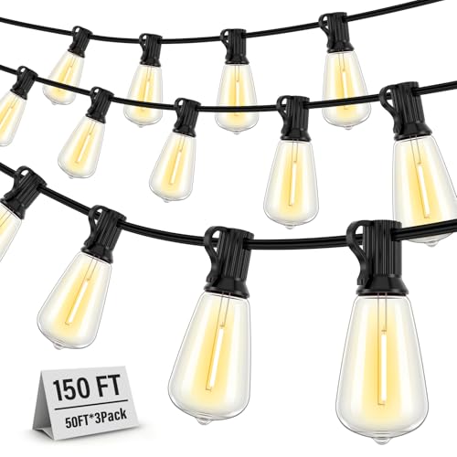Doukedge String Lights for Outside, 150FT (50FT 3 Pack) Patio