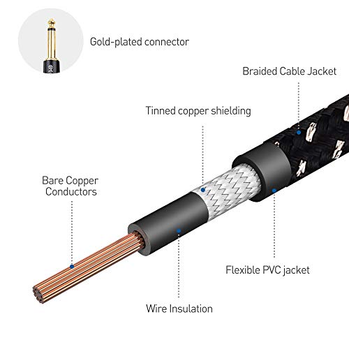 Cable Matters 2-Pack 1/4 Inch Ts Straight To Right Angle Guitar Cable 3 Ft, 1/4 Instrument Cable #TOP5