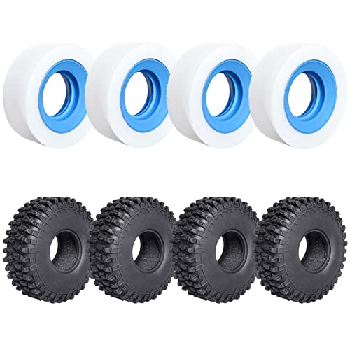 Allinrc 1.9 Crawler Tires And Dual Stage Foams Closed Cell Inner/Soft Outer Foam Inserts For Rc Crawler Car Traxxas Trx4 Trx6 Axial Scx10 Ii Redcat Gen8 (8-Pack) #TOP22