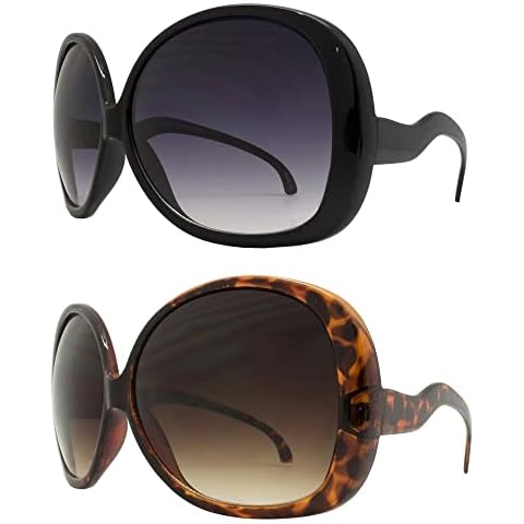 Elite - Big Huge Oversized Vintage "Jackie O" Style Sunglasses Retro Women Celebrity Fashion (Black and Tortoise) Cover