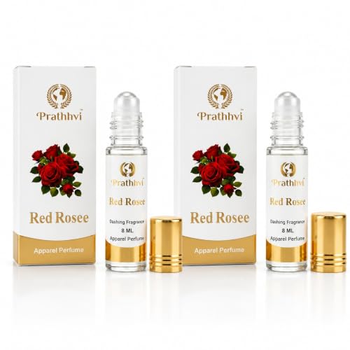 Image of Red Rosee Attar Roll-On Perfume Oil 8 ml | Alcohol Free | Long Lasting Rich Fragrance | Men & Women | Pocket Size Travel Friendly Roll On | Daily Wear Fragrance - Pack of 2