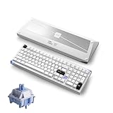 Akko Mineral 02 QMK/VIA Aluminum Mechanical Keyboard Tri-Mode RGB Hot-swappable Wireless Gaming Keyboard, Black on White, Pre-lubed Mirror Switch