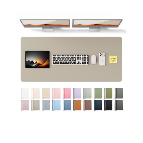 YSAGi Leather Desk Protector, Office Mat, Large Mouse Mat, Non-Slip PU Leather Blotter, Laptop Pad, Waterproof Writing Pad for Office and Home (Olive