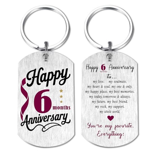 6 Months Anniversary Keychain for Him Her, 6th Month Half Year Anniversary Decorations...