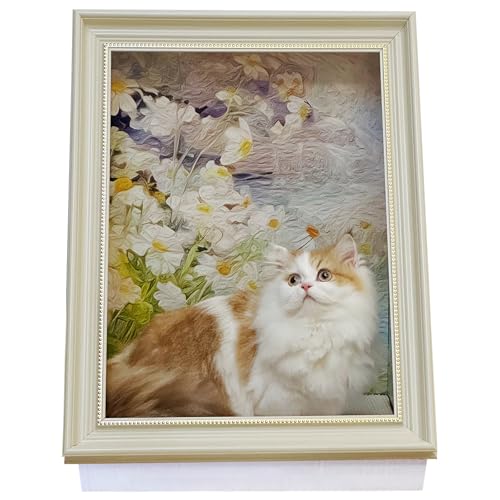 Painting Cat Scratcher for Indoor Cat Scratching Board Pad, W/Horizontal CartBoard Cat Scratcher Bed House Half-Surround Design W/Catnip (Daisy, Medium - Large)