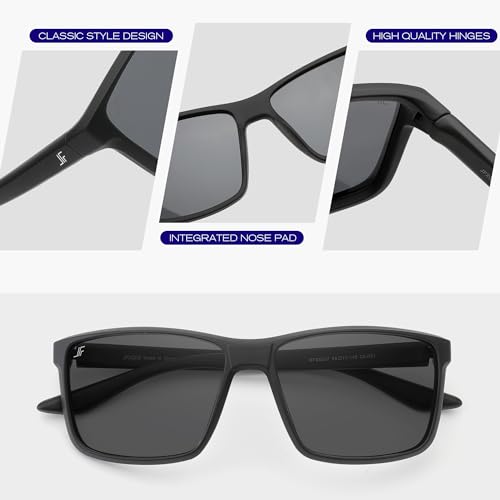 Image of Men's Polarized Sunglasses, Square Rubber Frame Carbon Fiber Temple Fishing Driving Sun Glasses UV Protection RFS8205