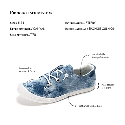 Image of FUNKYMONKEY Slip-On Canvas Sneakers for Women, Comfortable Lightweight Lace-Up Flat Casual Tennis Shoes Breathable Walking Shoes for Everyday Wear