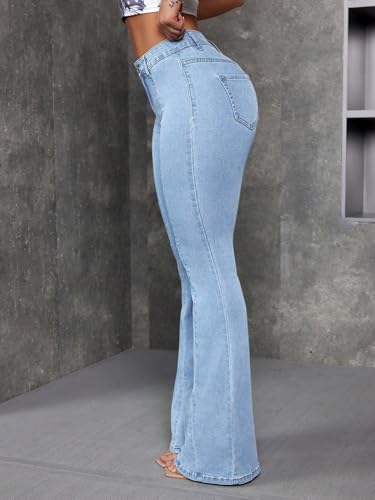 Image of Glossia Bell Bottom Jeans for Women | Stretchable High Waist Flared Denim | Bootcut Butt Lifting Fit | Leg Lengthening | Plus Size 26-38