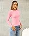 Abardsion Women's Long Sleeve Shirts Spring 2026 Casual Basic Going Out Crop Tops Slim Fit Tight Y2K Clothes(Light Pink, S)