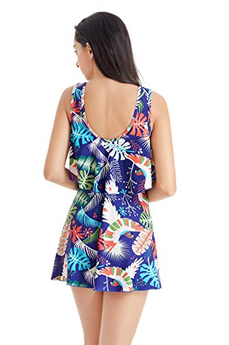 BIMEI Two Piece Pocketed Mastectomy Swimsuit Tankini Sets for Women Bathing Suits with Shorts 9102