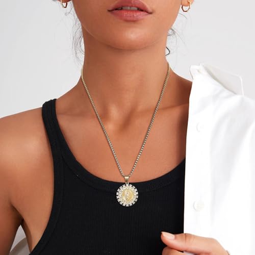 AsAlways Virgin Mary Necklace for Women Stainless Steel Gold Our Lady of Guadalupe Necklace Protection Catholic Jewelry Gift2