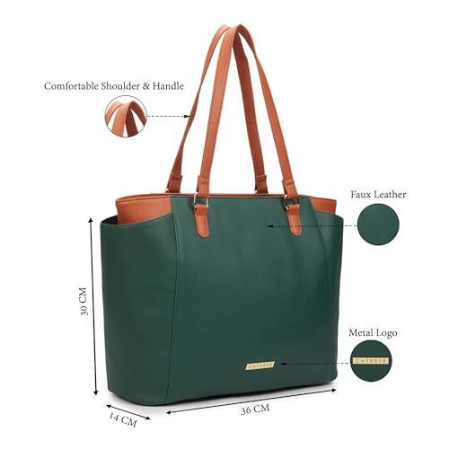 Image of Caprese Regina 16 Inch Laptop Compatible Large Tote Bag for Women | Stylish, Durable, Multi-Compartment Design for Work, Travel, Shopping | Comfortable Straps Shoulder and Handheld Bag