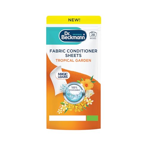 Dr. Beckmann Fabric Conditioner Sheets Tropical Garden | No mess | Convenient and pre-dosed fabric conditioner sheets |Dissolvable | easy to use | 14 sheets