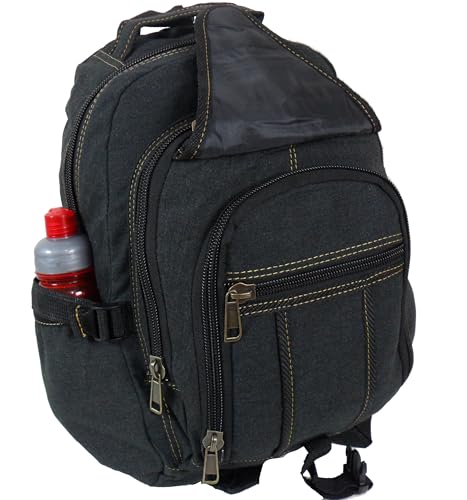 Mochila Lona Resistente Escolar Trabalho Passeio Viagem Masculina Feminina (Preto)