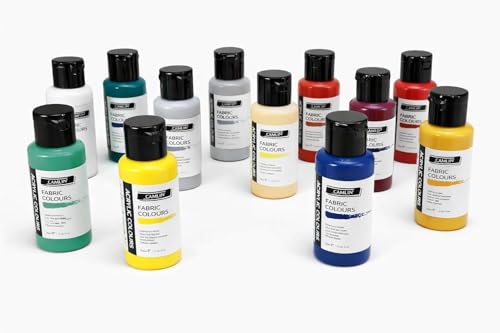 Image of Acrylic Fabric Paint Set 14 Colors with 4 Paint Brushes & Mixing Palette | Rich Pigmented Fabric Colours for Clothes, Canvas, Shoes, Wood, MDF, Ceramic, Stone, DIY Art & Craft Painting Kit (Lanpo Fabric Colours 14 Piece Set)