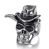 Titan Stahl. Stilvolle Einfachheit Herrenhut Stierhornschädel Titan Stahlring Retro Modeschmuck, Silber Größe P, LQS, n