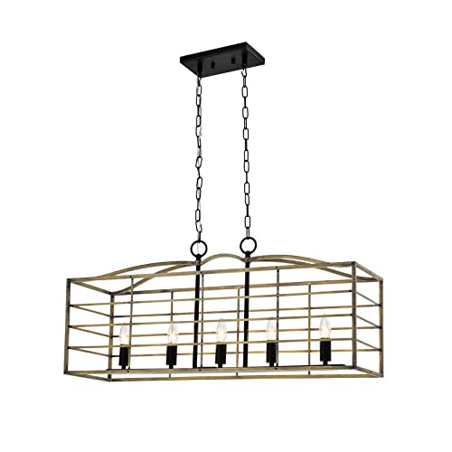 Maxax 5-Light Farmhouse Chandelier with Adjustable Chain - Rustic Pendant for Living Room, Dining Room, or Kitchen Island