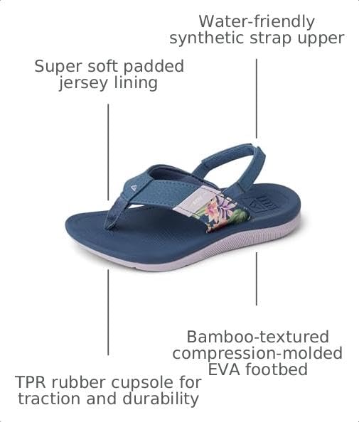 REEF Toddler/Little Girls' Santa Ana Flip Flop, Super Soft and Supportive Footbed, Water Friendly, Backstrap, Vintage Indigo, 11 - image 3