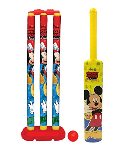 Image of KIDIVO Plastic Cricket Set with Stump and Ball Playing Set for 2-5 Year Kids(Size:- Big, Multicolor) (Mickey Mouse)