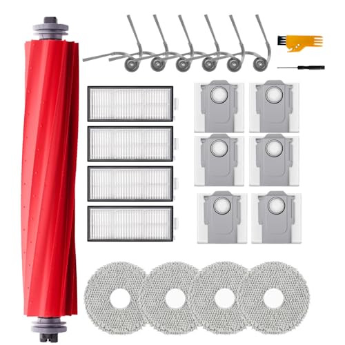 Immagine prodotto: Homruich 21 Pezzi di Accessori per Roborock QV 35A / QV 35S / QR 798 / QR 598 Aspirapolvere Ricambio, 1 Spazzola Principale, 4 Asciugamani, 4 Filtri, 6 Sacchi di Polvere, 6 Spazzole Laterali