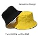NPJY Reversible Bucket Hat for Women Men Cotton Summer Sun Beach Fishing Cap Small-Medium （Size: 22-22 3/4） Black/Yellow