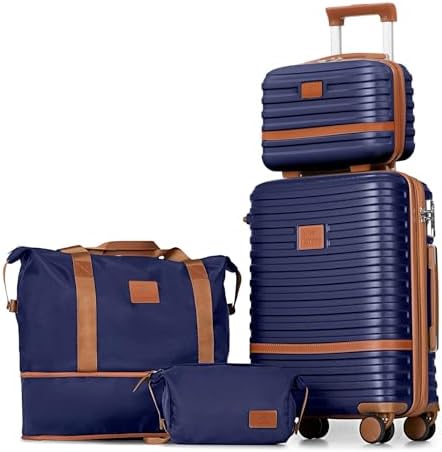 Joyway Luggage Set 3 Piece Suitcase Sets, Expandable Carry on Luggage with Spinner Wheel, Hard Shell Luggage Set with TSA Lock, Black brown, 4 piece set (13/20inch), Hardside Expandable Travel Laggage 23