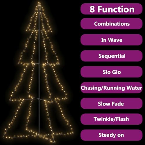 Arbre de Noël cône extérieur 360 LED blanc chaud