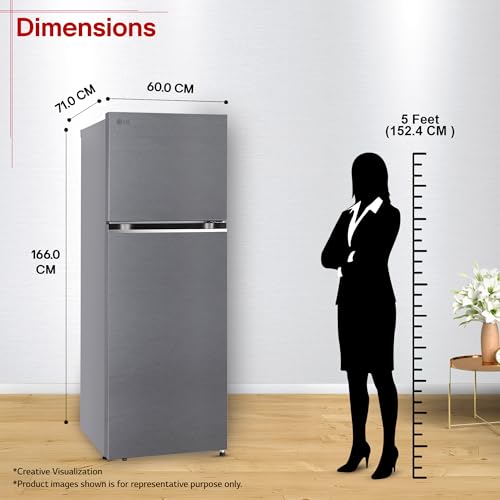 Image of LG 322 L, 2 Star, Convertible, Smart Inverter, Frost Free Double Door Refrigerator (GLT3226SNDS, Dazzle Steel, Express Freeze & Multi Air Flow)
