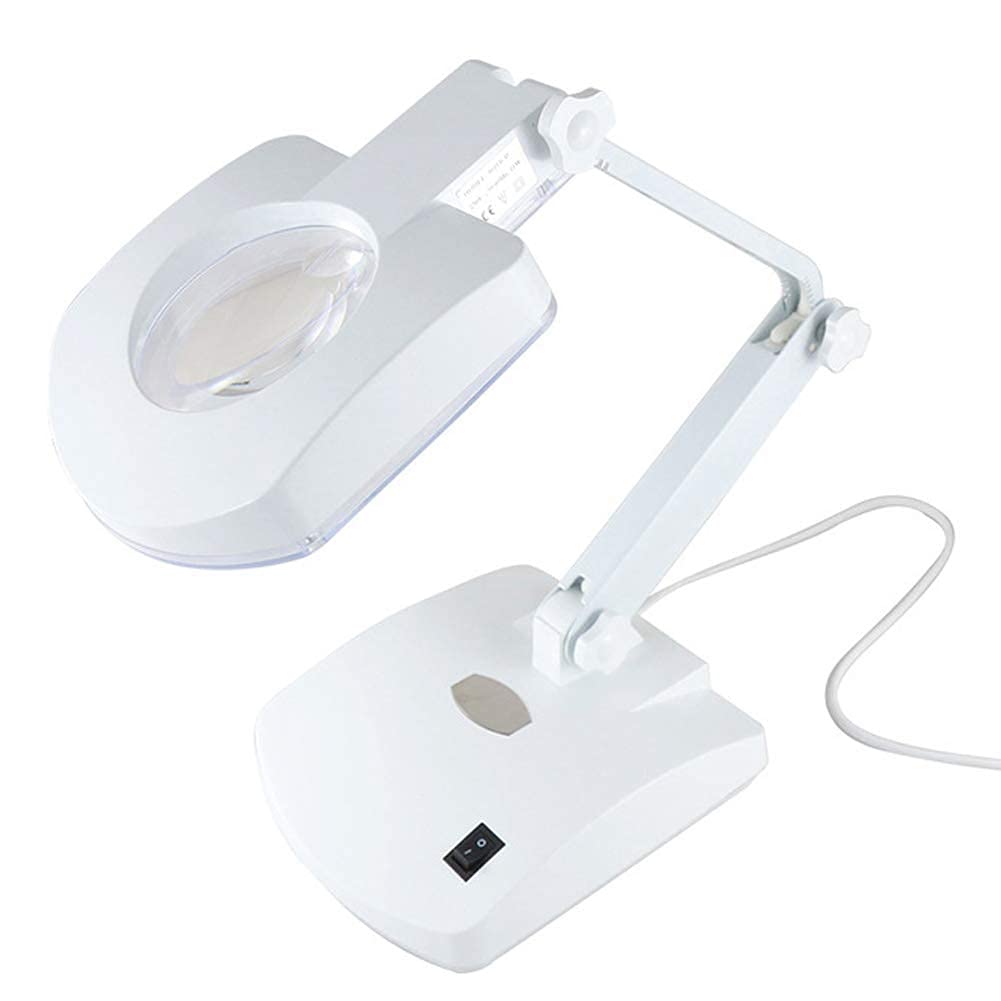 3X 8X Large Magnifying Glass Stand - Magnifier Lamp Work Light Mounting Bracket Hands Free Magnifying Lamp Folding Design with 56 Energy Saving Led Lights - for Reading, Hobbies, C Octopus feet