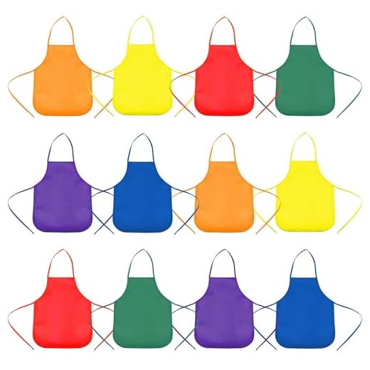 lyivssuy Children's Artists Fabric Aprons - Classroom,Kitchen, Community Event, Crafts & Art Painting Activity. Safe Clean 12 Pack Assorted Colors