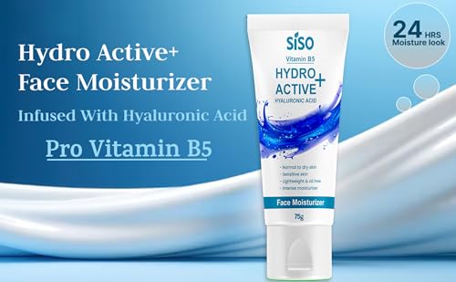 Image of Siso Hydro Active+ Face Moisturizing Cream 75g | Vitamin B5, Hyaluronic Acid, Shea Butter & Glycerin | Deep Hydration & Non-Greasy Formula | Dry to Normal skin | For All Skin Types